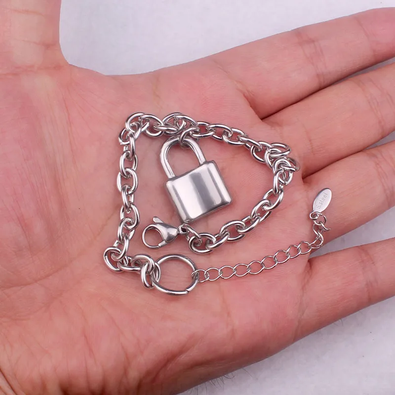 just lock bracelet Титановые крутые рок-цепи из нержавеющей стали для девочек, браслеты с подвесками, женские панк хип-хоп ювелирные изделия di067 - Окраска металла: just lock bracelet