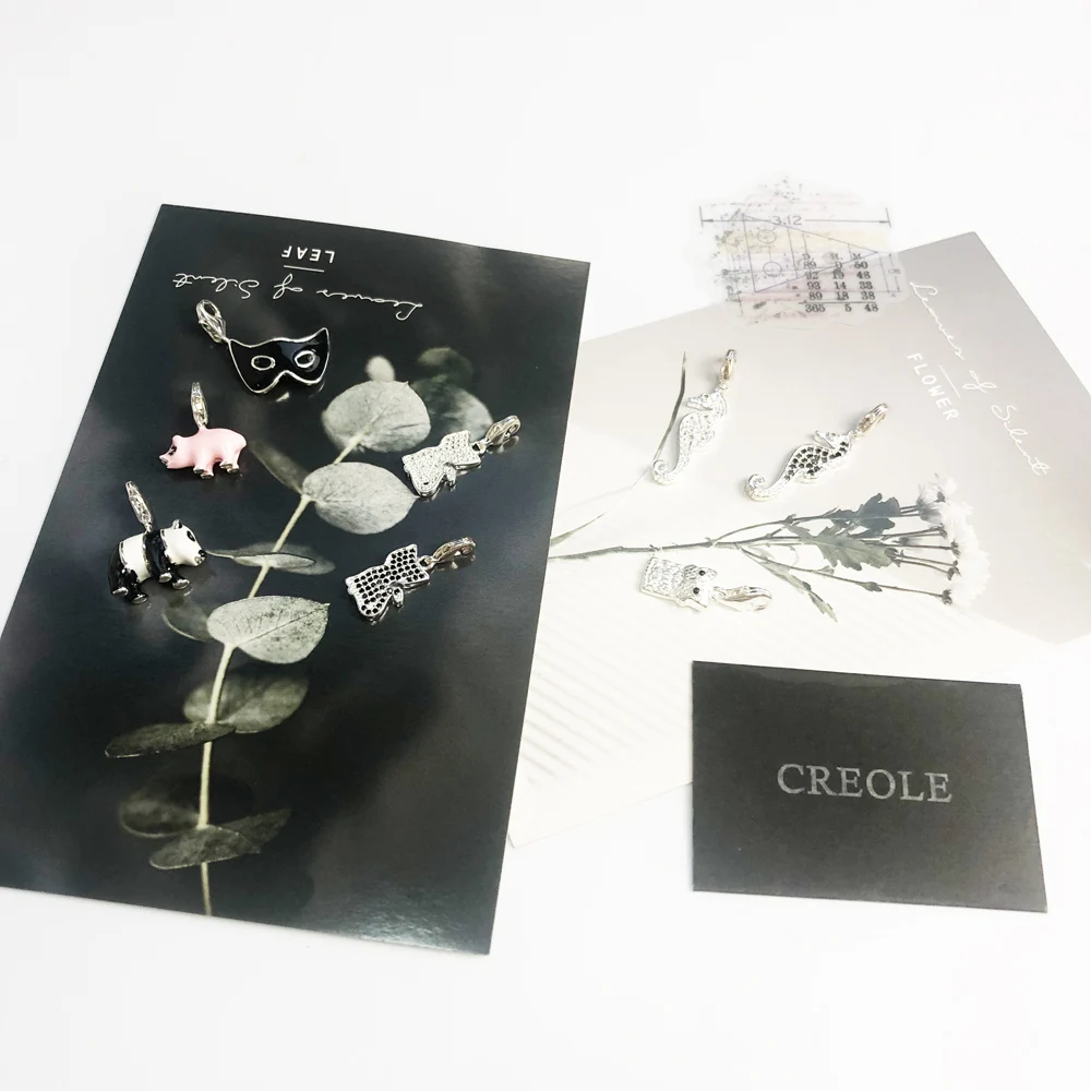 Подвеска в виде совы морской лошади черного белого кота котенка розового