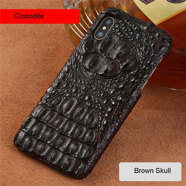Brown Skull Роскошный кожаный чехол XS для iPhone XS Max, чехол из крокодиловой кожи, чехол для Apple iPhone 5S SE 6 6 S 7 8 Plus X XR XS Max, чехол Fundas - Цвет: Brown Skull