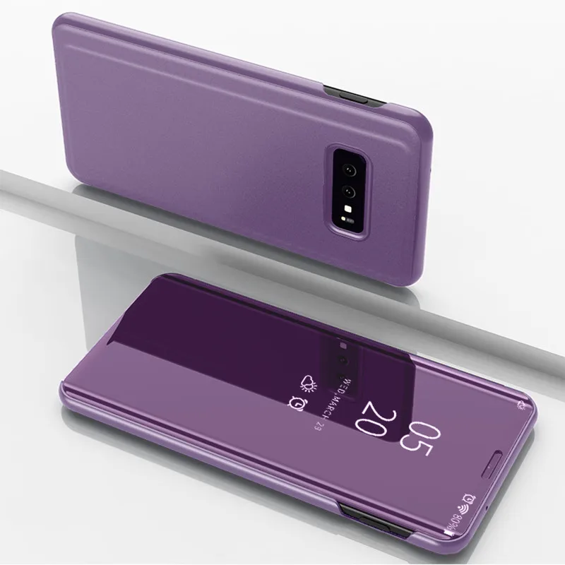 purple Роскошное умное зеркало флип-чехол для телефона для samsung Galaxy A9 pro star чехол s для Samsun galax A9pro A92018 глянцевый однотонный чехол - Цвет: purple