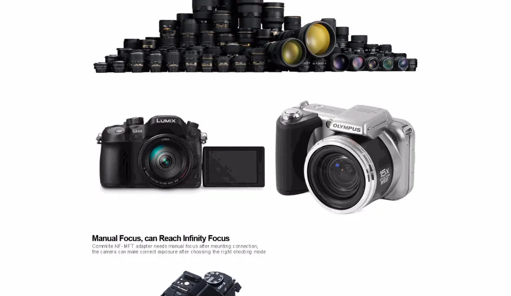 Адаптер объектива камеры CM-NF-MFT адаптер крепления объектива для Nikon NF объектив для Olympus Panasonic M4/3 камера видеокамера