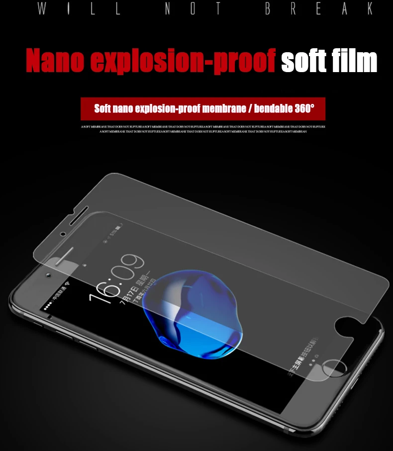 Для iPhone 11 Pro Max нано Взрывозащищенная пленка для iPhone 5 6 6S 7 8 Plus Защитные пленки для iPhone X XR XS MAX мягкая защита