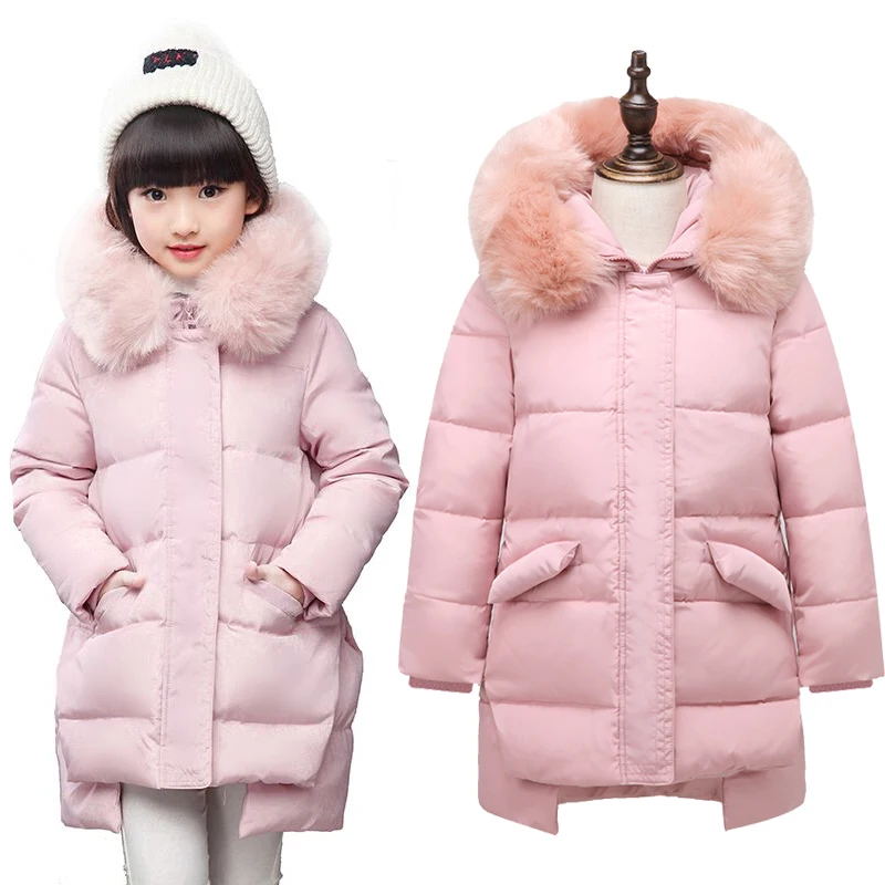 Лидер продаж зимние пуховики для девочек теплая детская Толстая куртка на утином