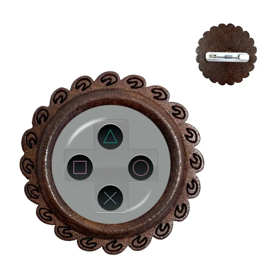 Vintage Video Game Controller Wood Brooch Cool Men Gaming Gamer Collar Pins Retro Gamepad Brooches Gift | Украшения и аксессуары