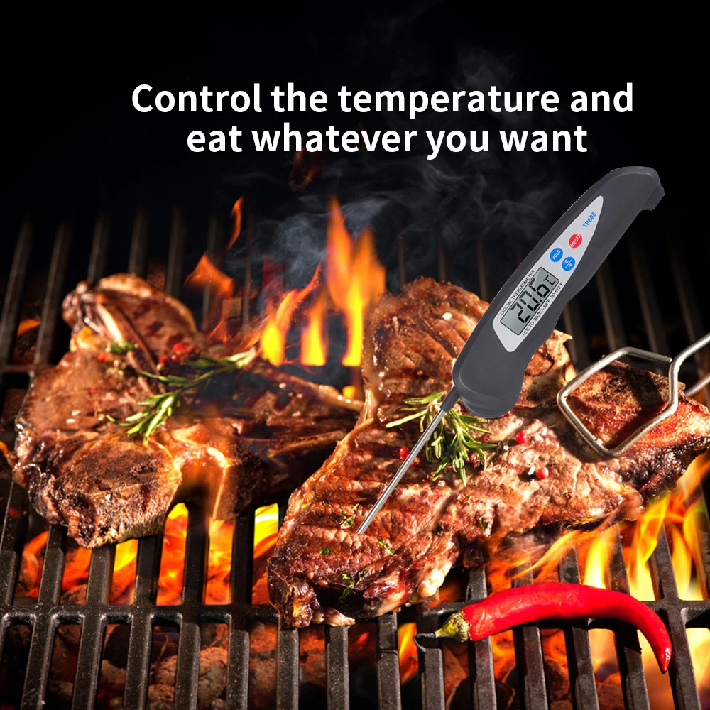 Цифровой Складной пищевой термометр измеритель температуры для барбекю выпечки