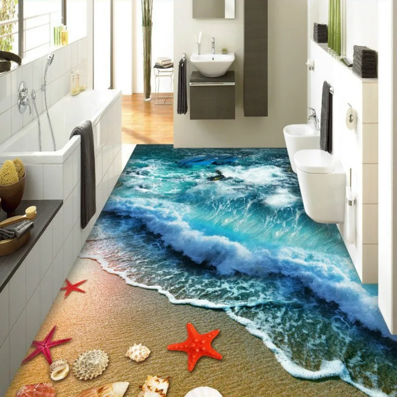 3D обои для пляжа серфинга и Нескользящие бесплатная доставка|floor mural|painting wallpaper3d