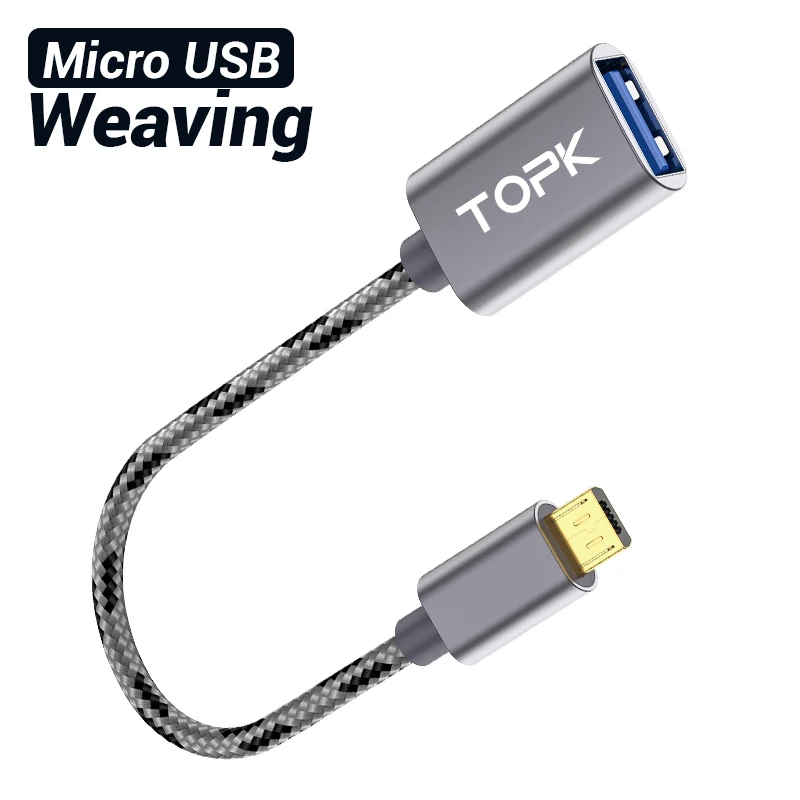 Weaving TOPK Micro USB OTG кабель адаптер для samsung Xiaomi huawei USB разъем Android USB 2,0 OTG адаптер - Color: Weaving