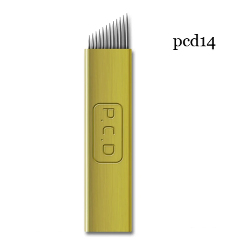 50 шт. PCD14 Pin Перманентный макияж бровей Тату лезвие микроблейдинг иглы для 3D