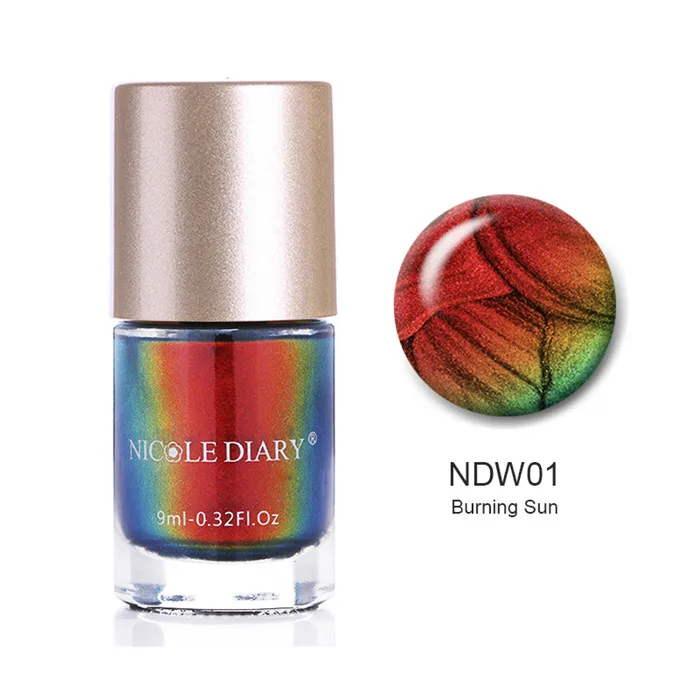 Chameleon NDW01 NICOLE DIARY 9ml Nail Polish Chameleon Metallic Jelly Holographic Polish Shiny Flakies Sequins Manicure Nail Art Lacquer Varnish - Цвет: Chameleon NDW01