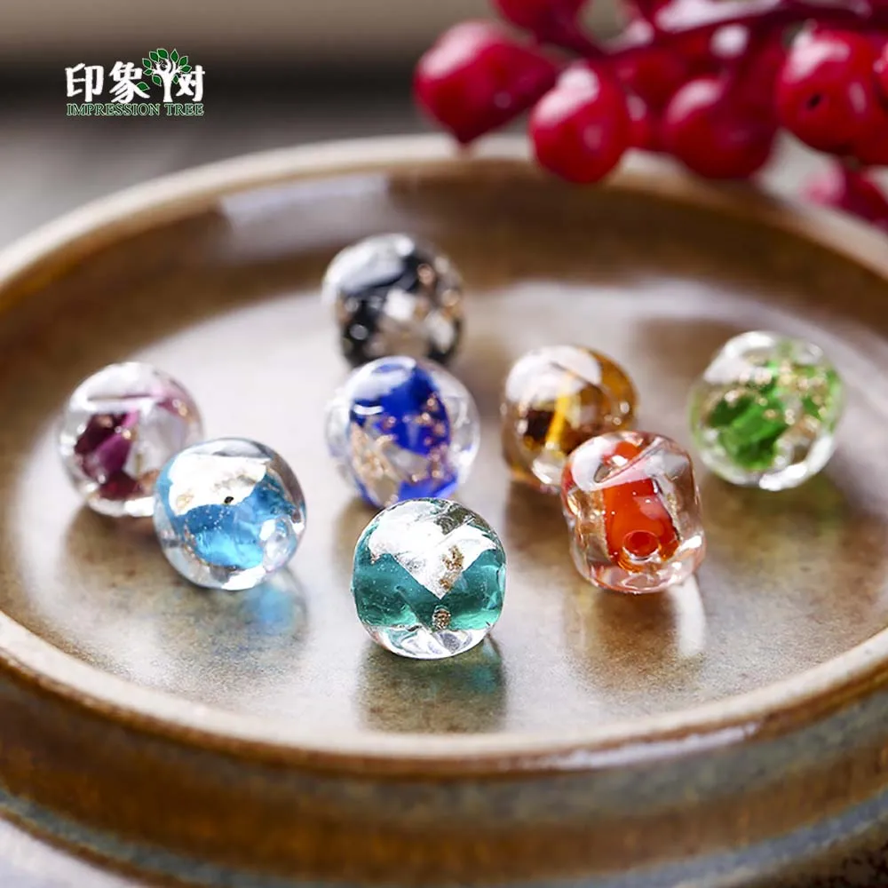 12x11 мм 10 шт пески Порошковая фольга внутри ручной работы Lampwork неправильные бусины застекленные квадратные разделители хрустальные бусины DIY Ювелирные изделия 1609