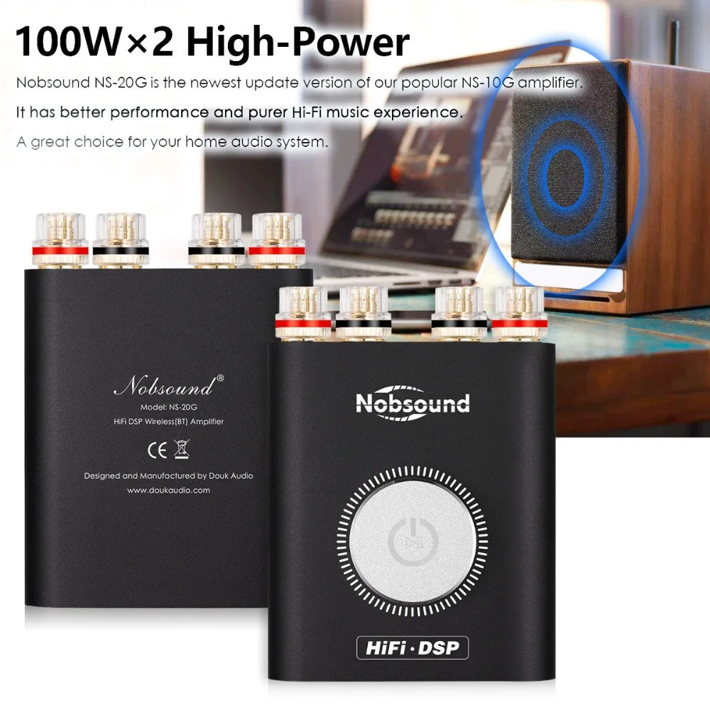 Douk аудио HiFi NS-20G Мини Bluetooth 4,2 TPA3116 цифровой усилитель мощности Hifi DSP стерео усилитель для наушников 100 Вт+ 100 Вт с адаптером