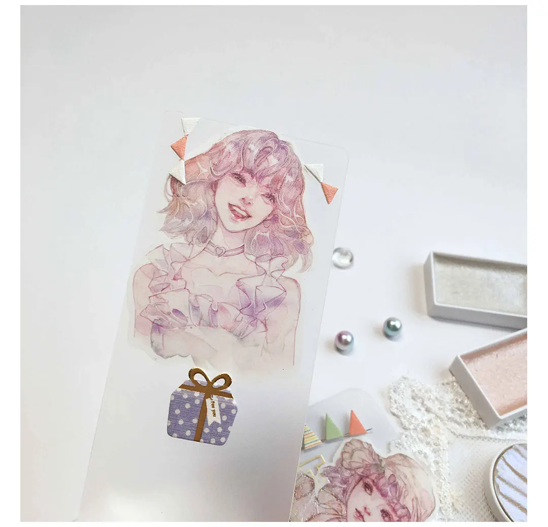 1 шт. васи ленты DIY мультфильм девушки живопись бумага маскирования клейкие ленты декоративные клейкие ленты Скрапбукинг наклейки Размер 5 м