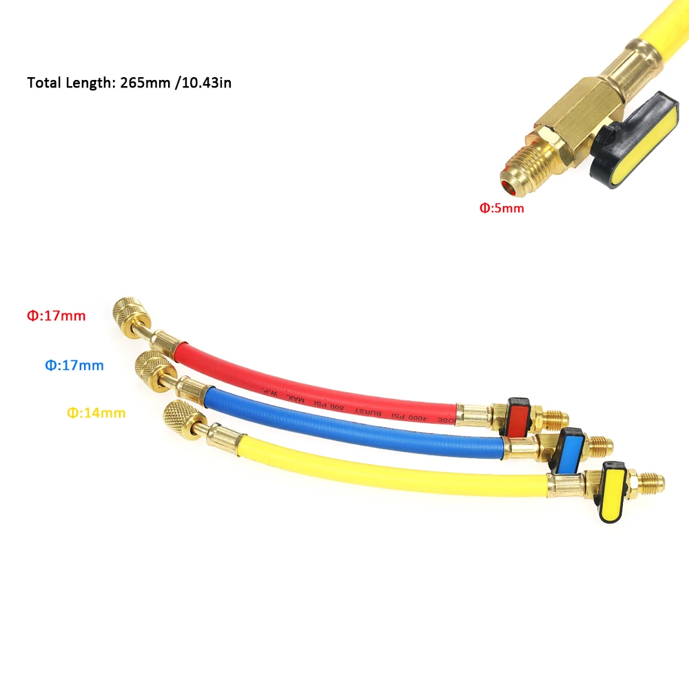 3 шт. R134A R410A R22 R12 800 фунтов/кв. дюйм набор коллекторов с манометром заряжаемая система охлаждения шланг вентиляции и кондиционирования для замены фреона комплект шлангов с клапаном