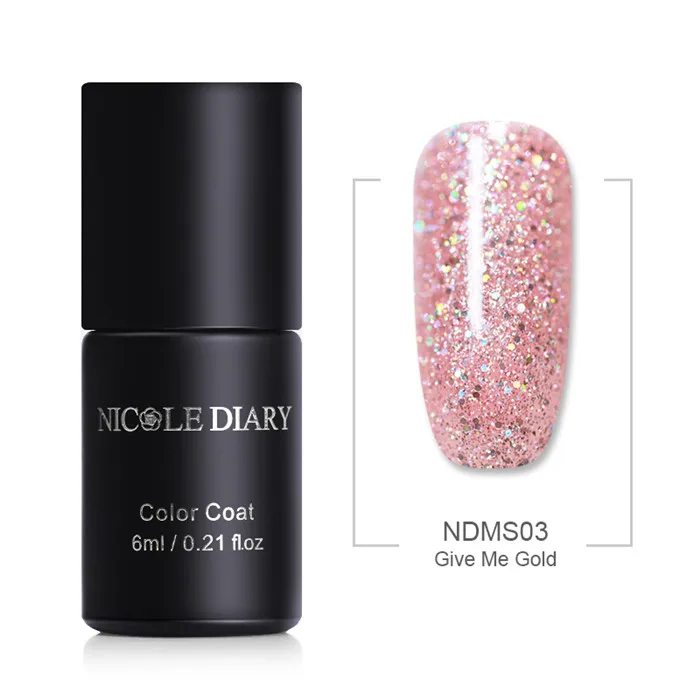 NDMS03 NICOLE DIARY розовое золото Гель-лак для ногтей Блеск 6 мл Розовый Блестящий Гель-лак для УФ светодиодный Маникюр УФ-гель для дизайна ногтей - Цвет: NDMS03