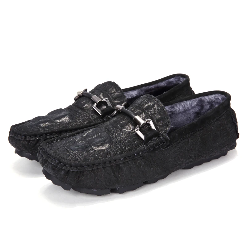 Gommino Plush Winter Shoes Men's Loafers Genuine Leather Men Boat Casual Mens Loafer Soft Driving Moccasins | Обувь
