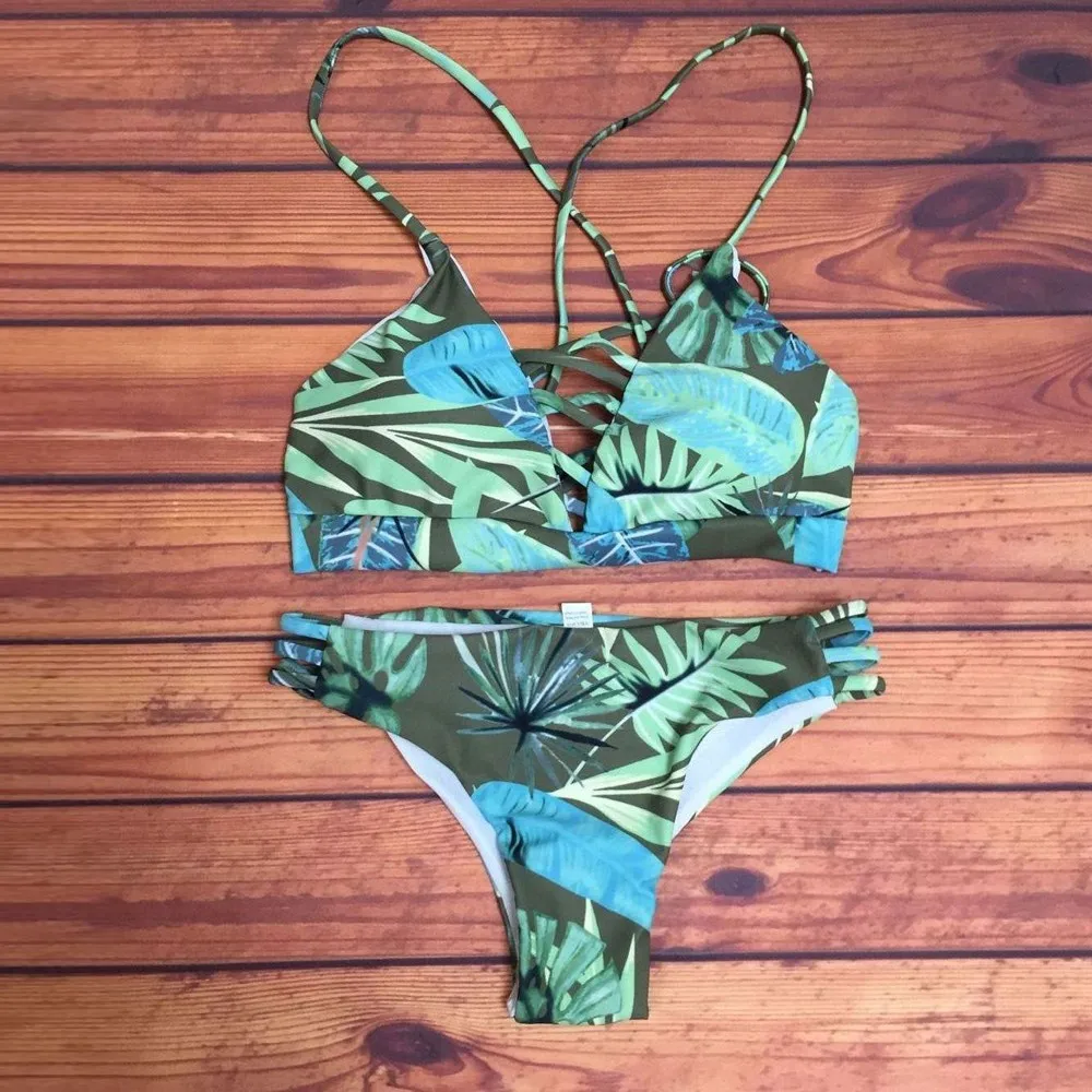 Женский купальный костюм сексуальный ретро Тропический цветочный купальник с