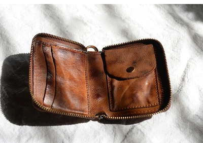 Brown (style 2) Известный бренд из натуральной кожи мужской кошелек ретро растительный дубления кожа короткие молнии цепные кошельки Держатель для карт монет - Цвет: Brown (style 2)