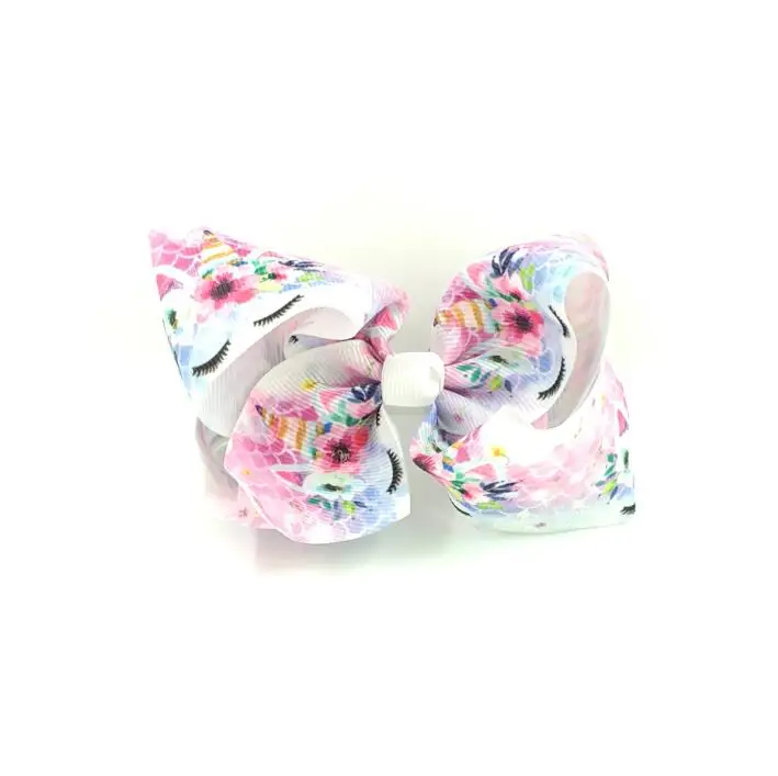 

120pcs DHL Free shipping Hot sale Chinese Mermaid Unicorn Boutique Ribbon Hairbow 4 inch