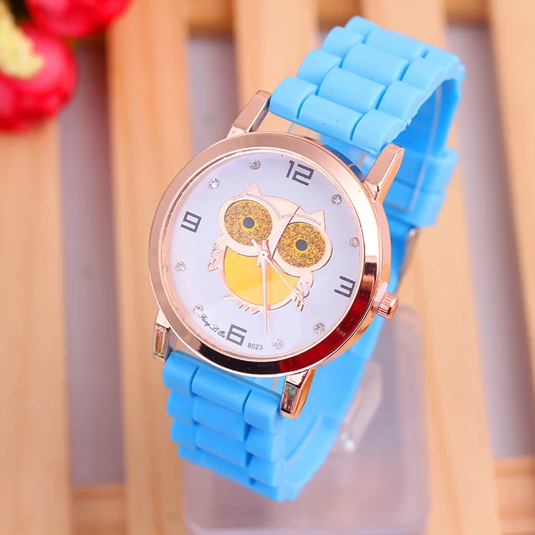 Новые женские силиконовые часы в стиле ретро с золотой совой модные наручные Reloj