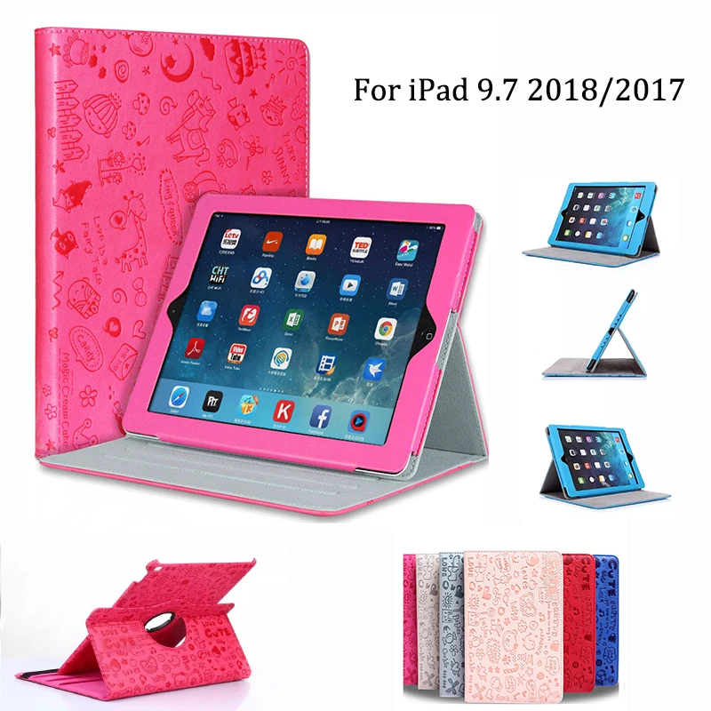 Чехол для Apple iPad 9 7 дюймов 2018 2017 360 градусов вращающиаяся Волшебная милая девушка