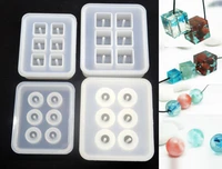 1pcs hot sale transparent rectangle silicone bead molds square ball 6 hanging holes resin jewelry making diy craft 9mm 12mm 16mm