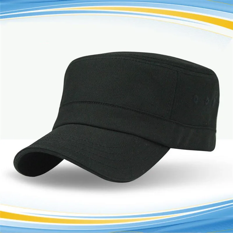 

Classic Vintage Men Flat Top Washed Caps And Hat Adjustable Fitted Cadet Military Women Men Snapback Caps Spring Summer Autumn