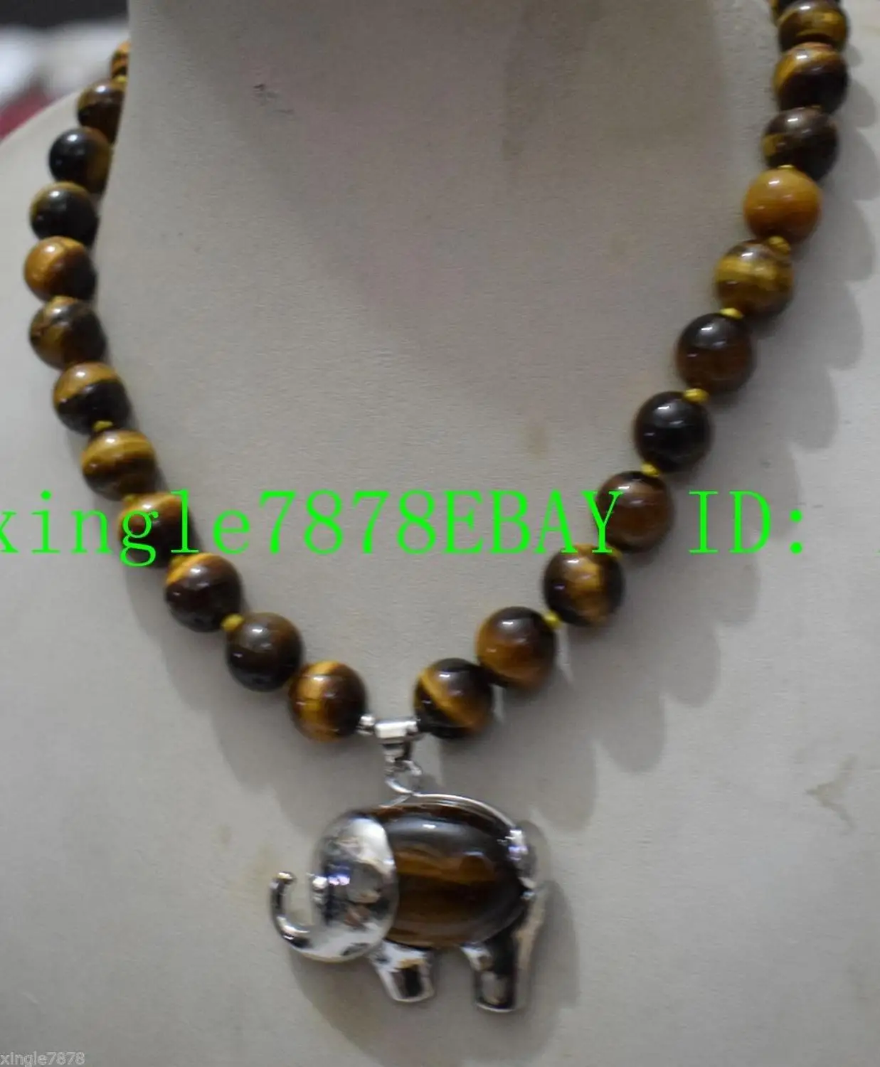 Природные Новый 10 16mmyellow Тигра Глаз Драгоценные Камни Ожерелье (Подвески Слон) |