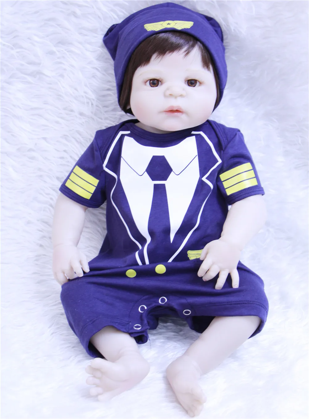 55 см полный корпус силиконовый Reborn Baby Doll игрушка 22 дюймов Новорожденный Bebe