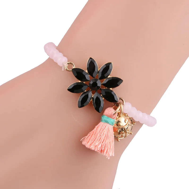 pink NeeFuWoFu хрустальные бусины браслеты Pulsera нити Богемия де Мадера Estrela de Cinco Pontas модные ювелирные изделия браслет оптом - Окраска металла: pink