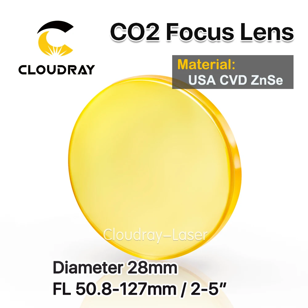 Фокусная линза Cloudray USA CVD ZnSe 28 мм FL 50 8/63 5 2/2. 5/5 &quotдля CO2 лазерной гравировки режущая