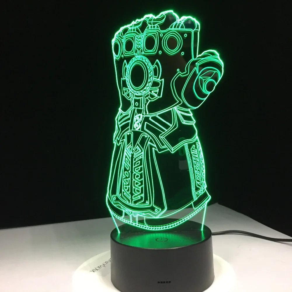 Перчатки Thanos Infinity Gauntlet Мстители Infinity War 3D оригинальная Ночная подсветка изменение 3D новинка свет Творческая настольная лампа Прямая поставка