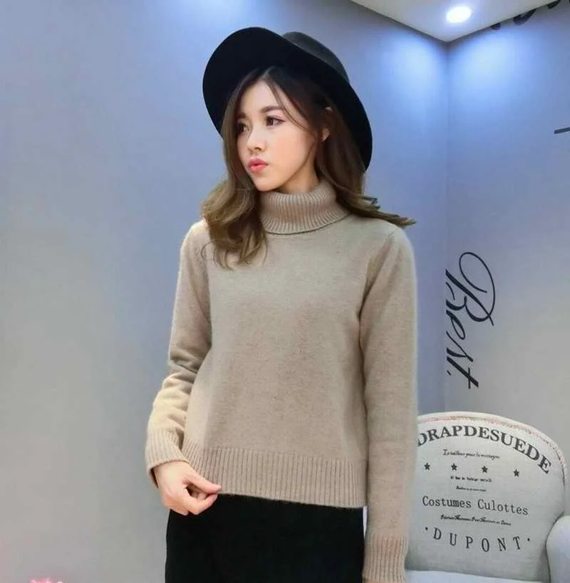 Самая низкая цена новый зимний толстый кашемировый свитер с высоким воротником