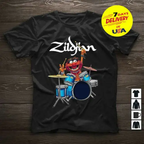2019 модная черная Мужская хлопковая футболка с надписью The Muppet Show Zildjian drums размер S