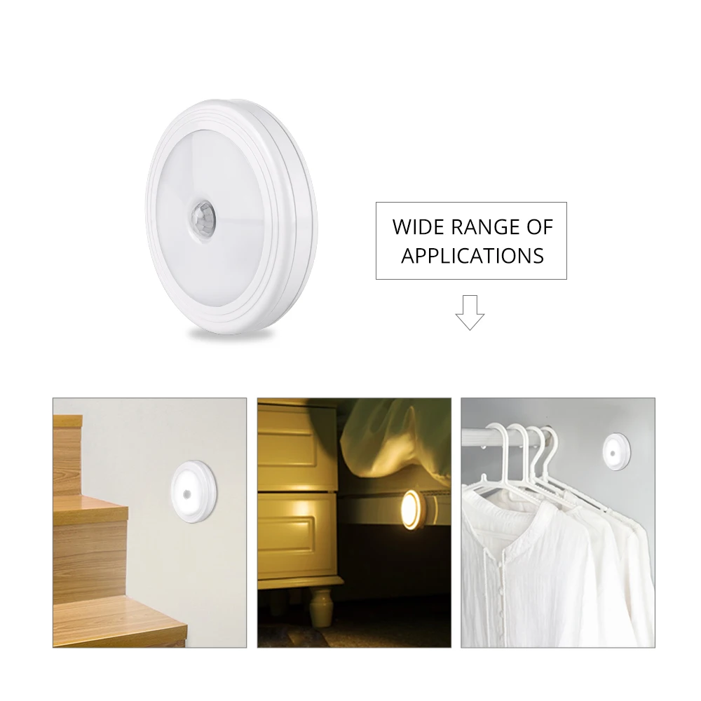 

Motion Sensor Led Light Under Cabinet Lamp Battery Powered Bedroom Closet Kitchen Lampara Fixtures Children's Bedroom Lighting