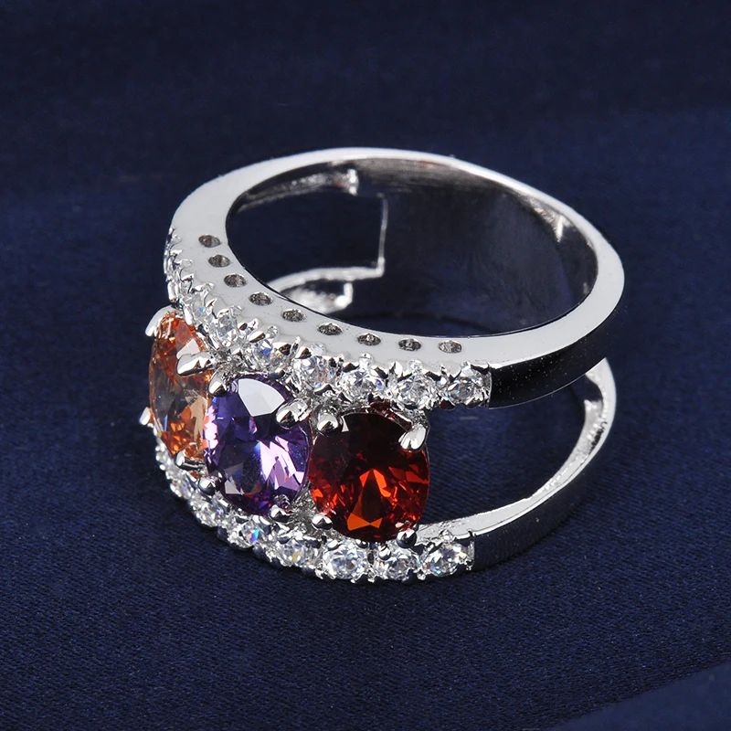 Женское посеребренное кольцо с австрийским кристаллом J0631 | Украшения и