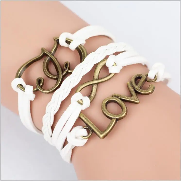 Крутые браслеты Винтажные Сова птица и крест крыло Бесконечность браслет