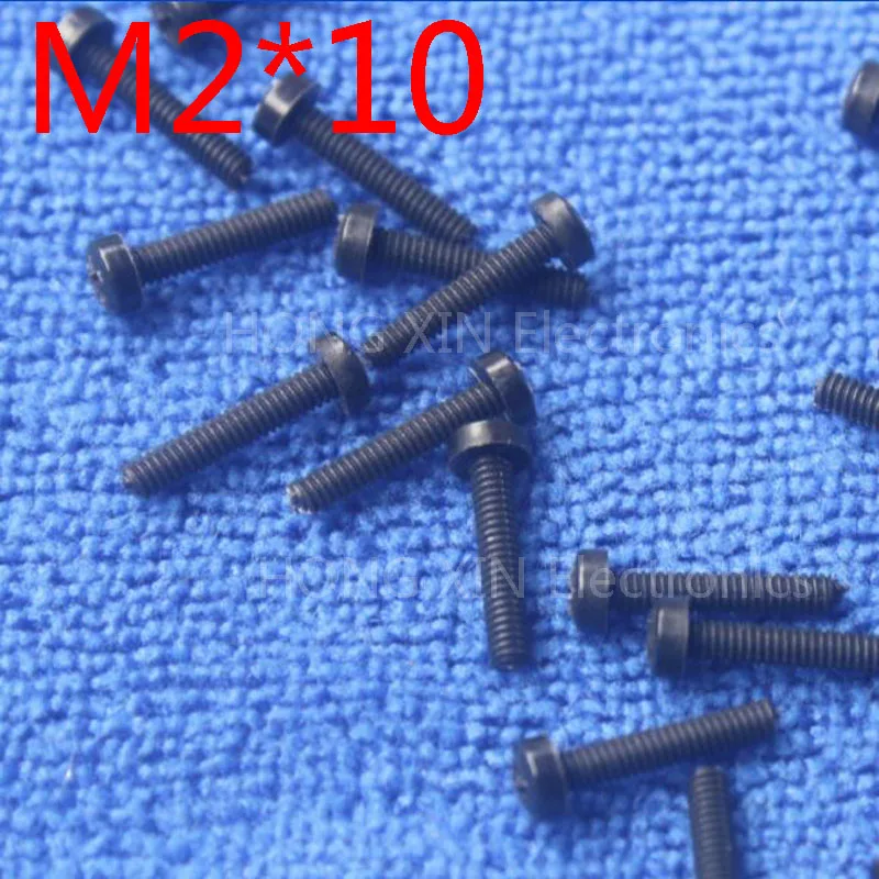 M2*10 black 100pcs Round Head nylon Screw 10mm plastic screw Insulation Philips Screw brand RoHS compliant PC/board DIY hobby