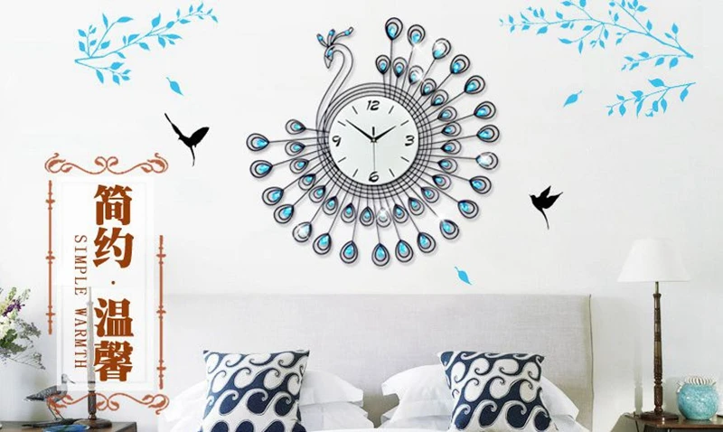 3D большие настенные часы Павлин современный дизайн домашний декор гостиная 47 шт