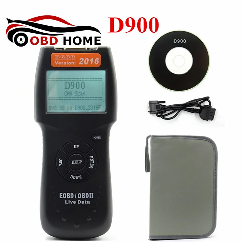 OBDII сканер D900 считыватель кодов OBD2 последняя версия 2016 EOBD CAN BUS Live Data DTC OBD