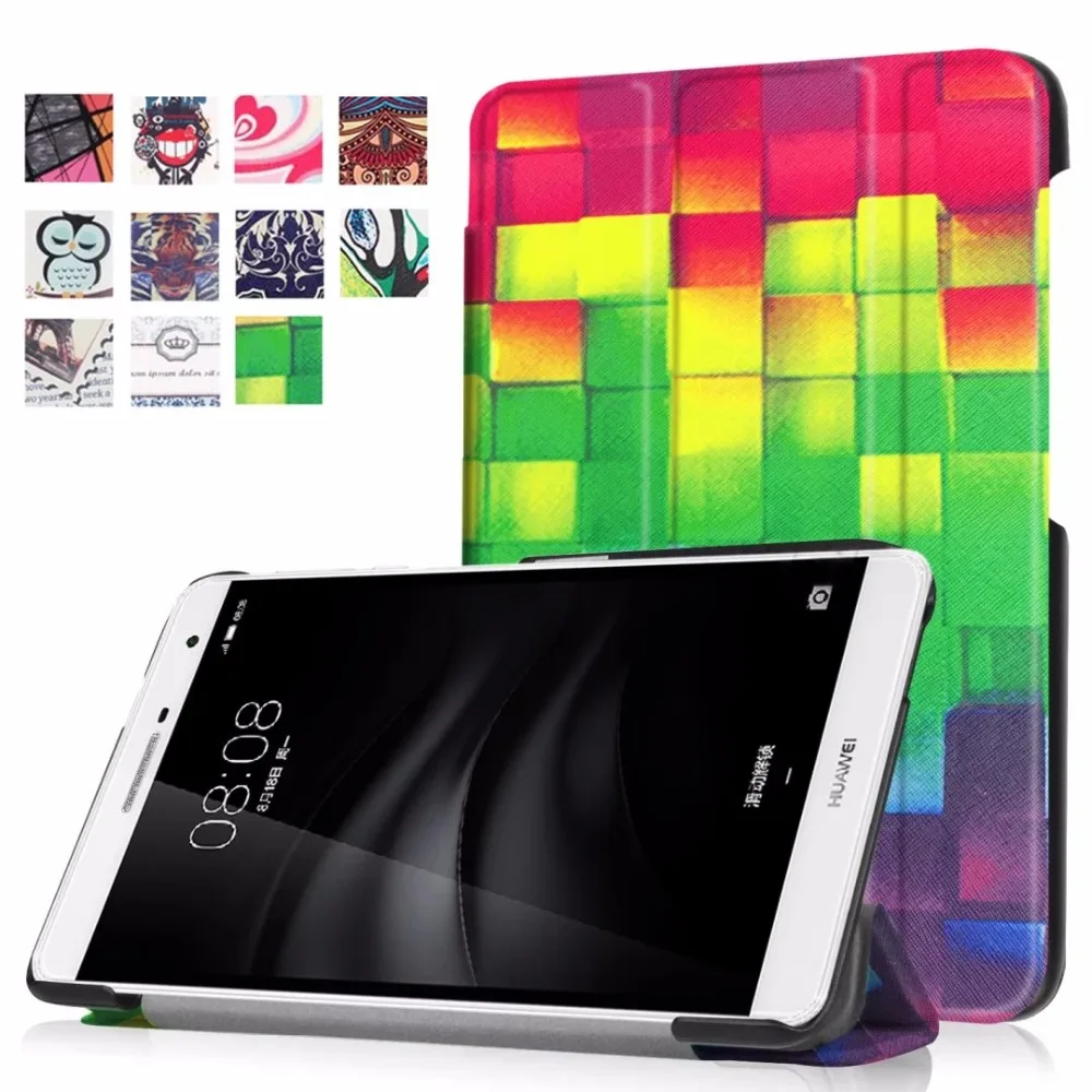 Принт ультра тонкий легкий Роскошные Folio Stand кожаный чехол для Huawei MediaPad m2 Youth T2 7,0 Pro PLE-703L 7"