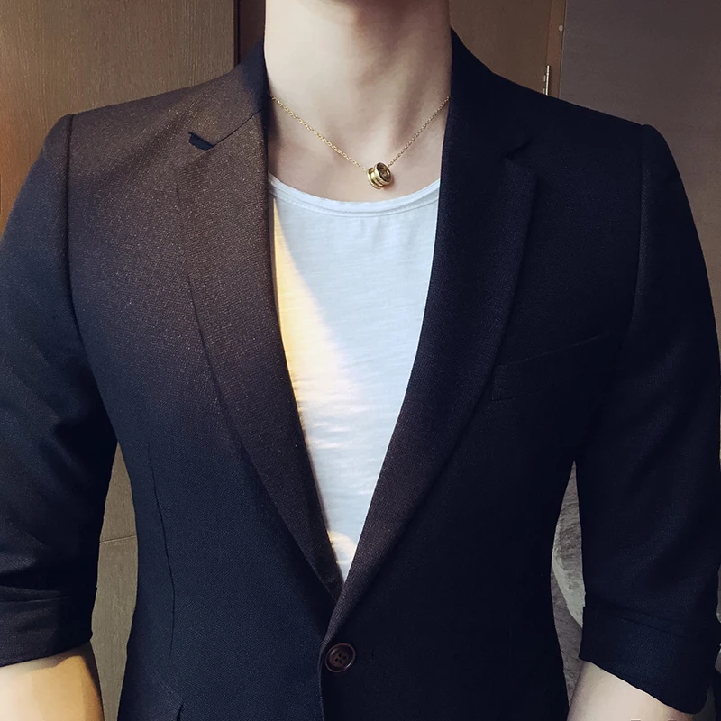 (Блейзер + брюки) мужской летний костюм 2017 Новый бренд с коротким рукавом