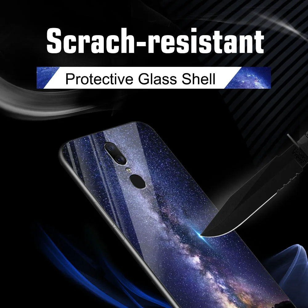 Чехол из закаленного стекла для OPPO F11 Pro Чехлы силиконовая задняя крышка чехол Reno 2