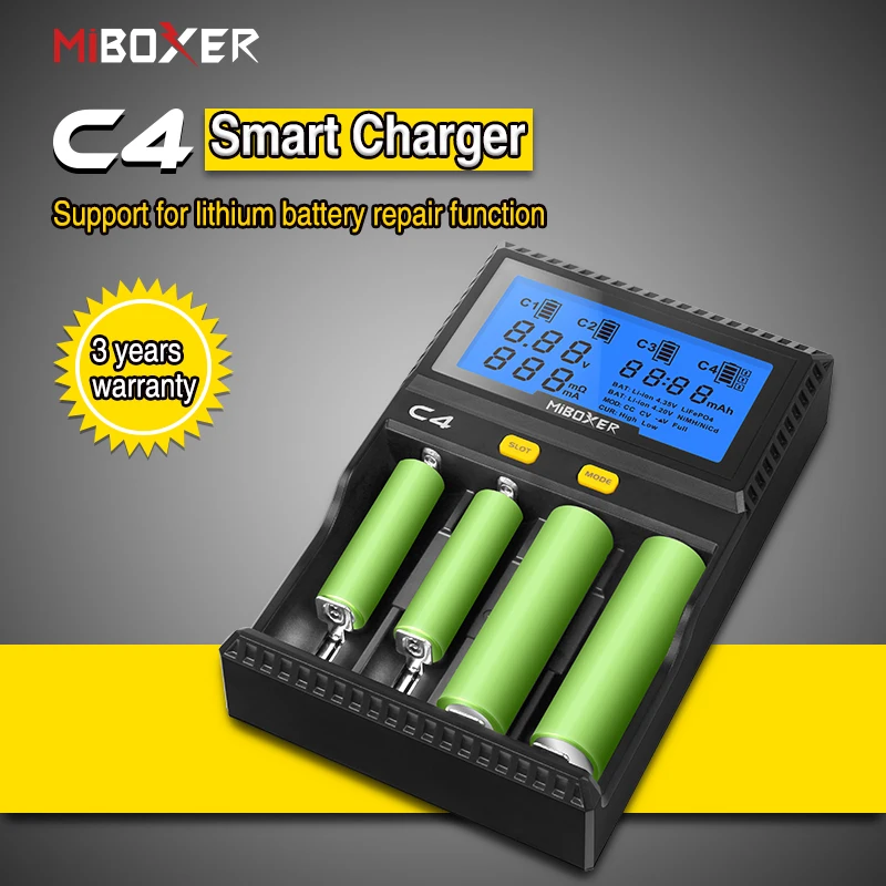oriMiboxer C4 VC4 ЖК-зарядное устройство для литий-ионных/IMR/INR/ICR/LiFePO4 18650 14500 26650 AAA 4,2 3,7 1,2 1,5 в батареи