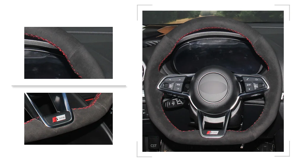 Черная замша DIY Ручная прошивка автомобиля рулевое колесо Крышка для Audi R8- TT- TTS- TT RS