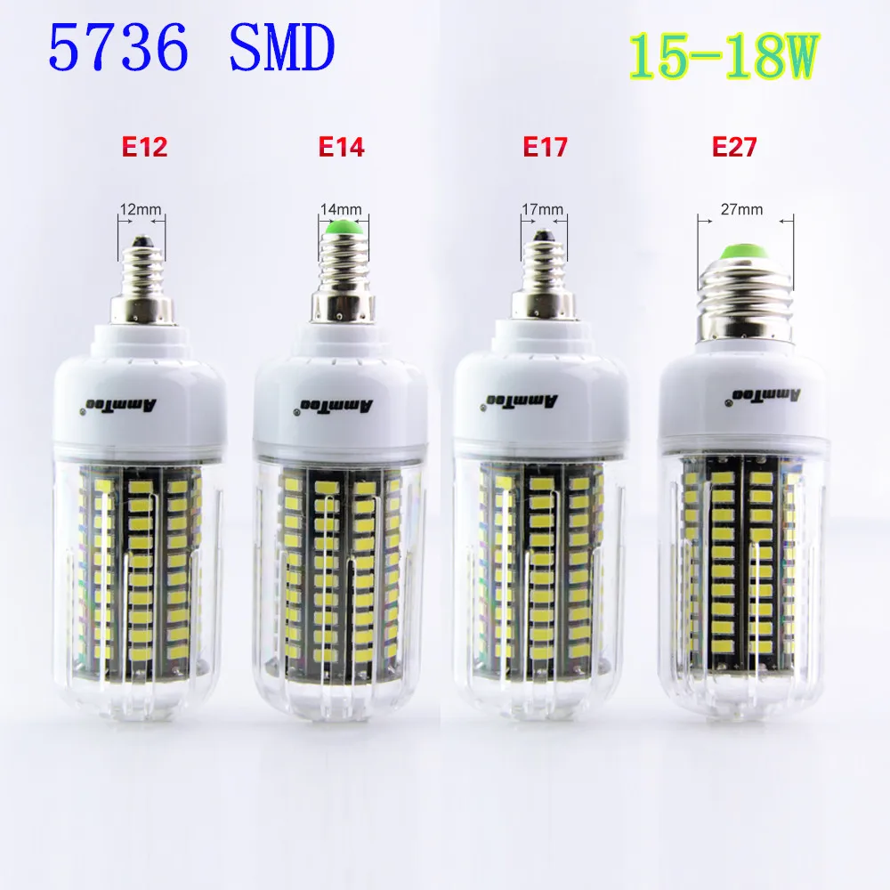 Светодиодные E27 E12 E17 E14 светодиодные лампы 5736 SMD более яркие 15/18 Вт bombilas110v 220 В 130 140