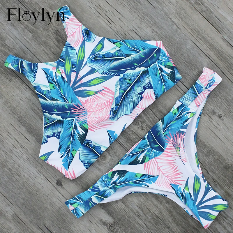 FLOYLYN, новинка, укороченный топ, купальник, бикини, бразильский, Ретро стиль, хит, бикини, мягкий, с высокой горловиной, купальник, триангуло, Maillot De Bain