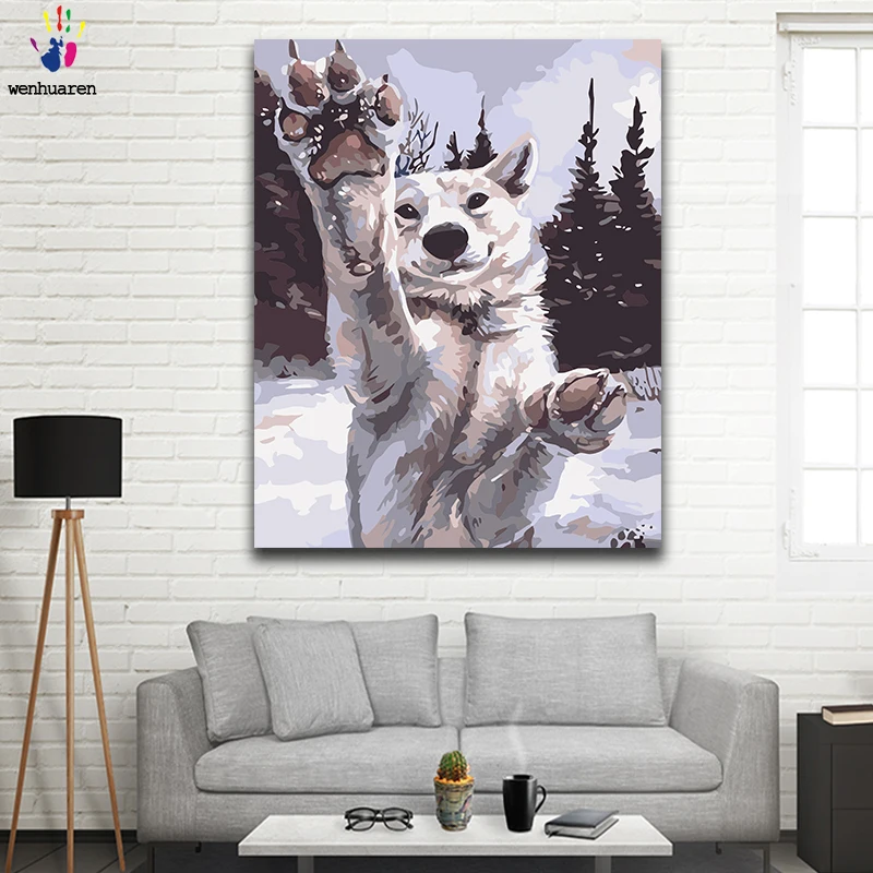 DIY картина по номерам Животные в снегу картины по номерам с комплекты 40x50 защелка