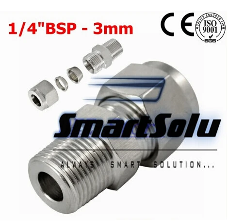 Бесплатная доставка 1/4 &quotBSP x 3 мм двойной наконечник трубы фитинги с резьбой