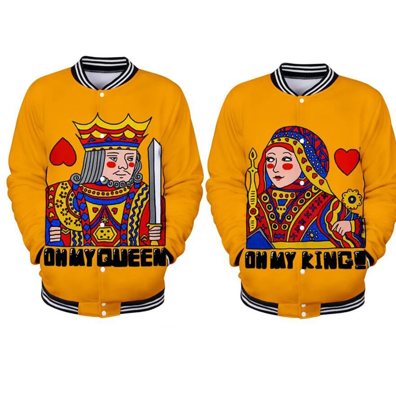 Куртка женская с принтом король королева корона бейсбольная униформа куртка