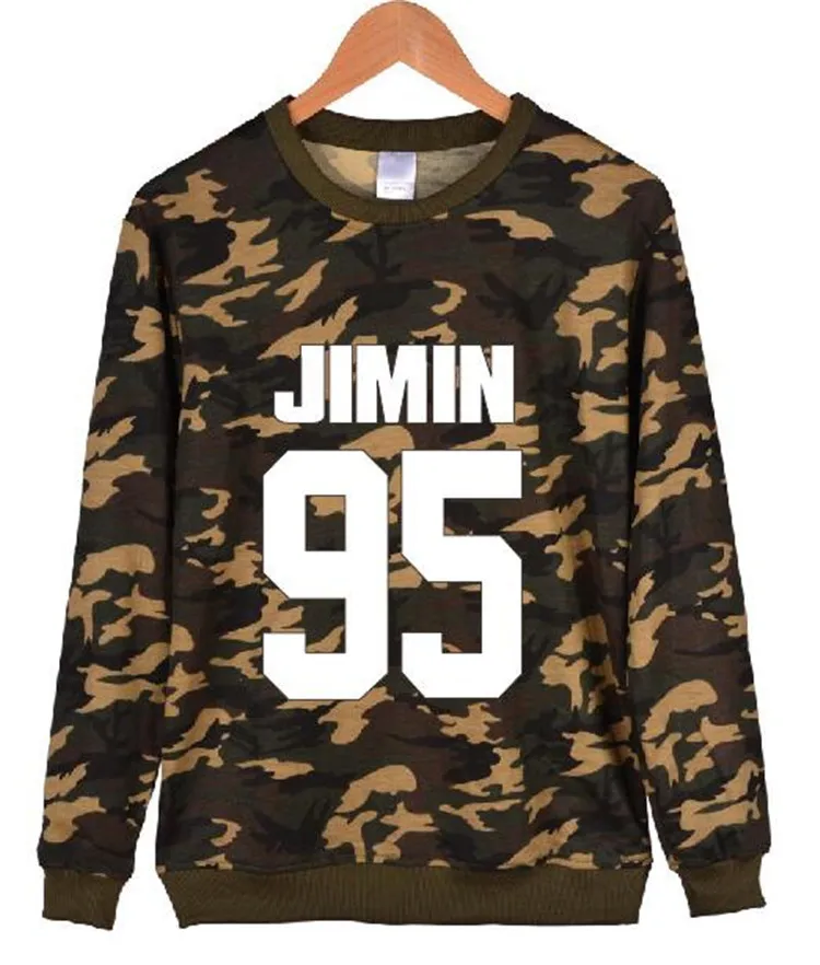 Kpop jin suga демисезонные мужские и женские камуфляжные толстовки с круглым вырезом
